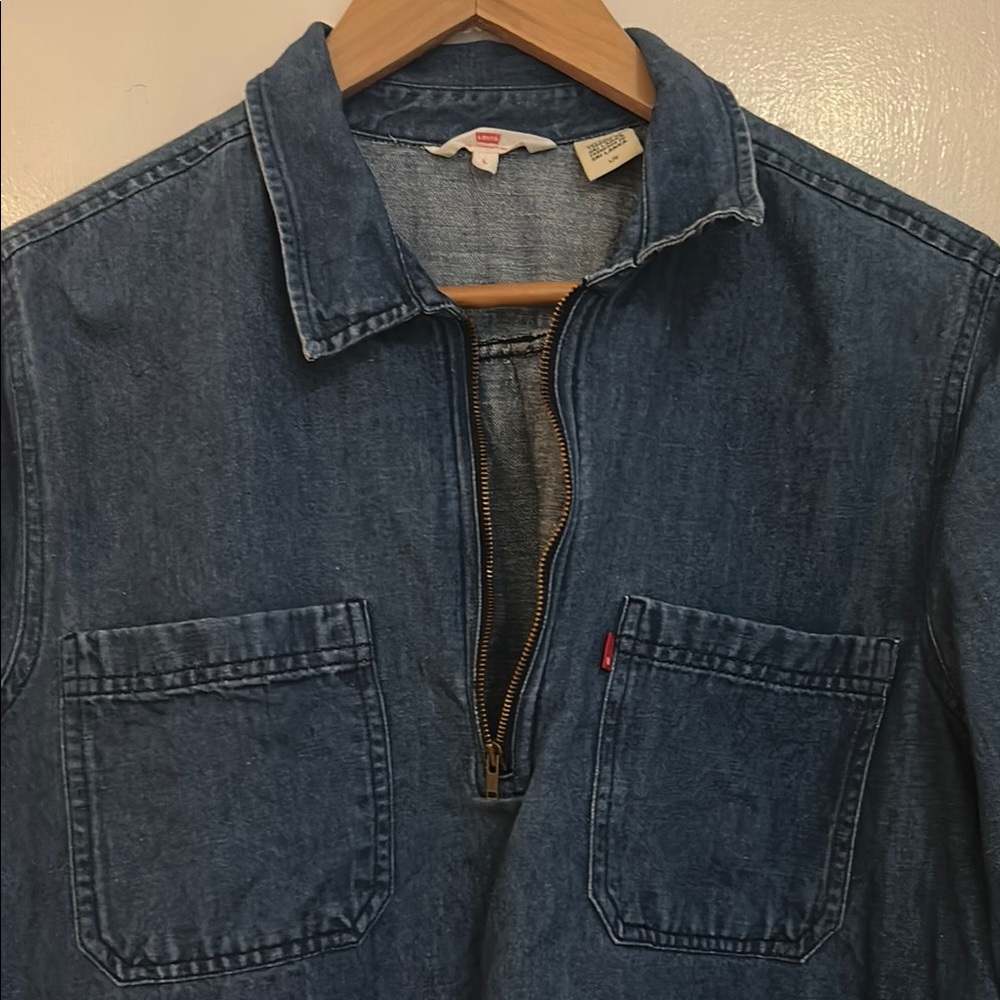 Levi's Blue Denim Zip-Up Long Sleeve Shirt